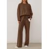imagePRETTYGARDEN 2 Piece Sets For Women Fall Trendy Long Sleeve Sweatshirt Wide Leg Pants Loungewear Set Matching SweatsuitBrown