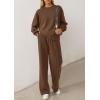 imagePRETTYGARDEN 2 Piece Sets For Women Fall Trendy Long Sleeve Sweatshirt Wide Leg Pants Loungewear Set Matching SweatsuitBrown