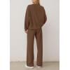 imagePRETTYGARDEN 2 Piece Sets For Women Fall Trendy Long Sleeve Sweatshirt Wide Leg Pants Loungewear Set Matching SweatsuitBrown