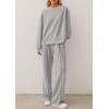 imagePRETTYGARDEN 2 Piece Sets For Women Fall Trendy Long Sleeve Sweatshirt Wide Leg Pants Loungewear Set Matching SweatsuitGrey
