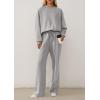 imagePRETTYGARDEN 2 Piece Sets For Women Fall Trendy Long Sleeve Sweatshirt Wide Leg Pants Loungewear Set Matching SweatsuitGrey