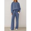 imagePRETTYGARDEN 2 Piece Sets For Women Fall Trendy Long Sleeve Sweatshirt Wide Leg Pants Loungewear Set Matching SweatsuitGrey Blue