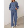 imagePRETTYGARDEN 2 Piece Sets For Women Fall Trendy Long Sleeve Sweatshirt Wide Leg Pants Loungewear Set Matching SweatsuitGrey Blue