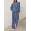 imagePRETTYGARDEN 2 Piece Sets For Women Fall Trendy Long Sleeve Sweatshirt Wide Leg Pants Loungewear Set Matching SweatsuitGrey Blue