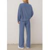 imagePRETTYGARDEN 2 Piece Sets For Women Fall Trendy Long Sleeve Sweatshirt Wide Leg Pants Loungewear Set Matching SweatsuitGrey Blue