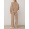 imagePRETTYGARDEN 2 Piece Sets For Women Fall Trendy Long Sleeve Sweatshirt Wide Leg Pants Loungewear Set Matching SweatsuitKhaki