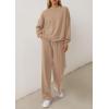 imagePRETTYGARDEN 2 Piece Sets For Women Fall Trendy Long Sleeve Sweatshirt Wide Leg Pants Loungewear Set Matching SweatsuitKhaki