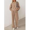 imagePRETTYGARDEN 2 Piece Sets For Women Fall Trendy Long Sleeve Sweatshirt Wide Leg Pants Loungewear Set Matching SweatsuitKhaki