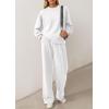 imagePRETTYGARDEN 2 Piece Sets For Women Fall Trendy Long Sleeve Sweatshirt Wide Leg Pants Loungewear Set Matching SweatsuitWhite