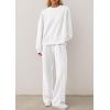 imagePRETTYGARDEN 2 Piece Sets For Women Fall Trendy Long Sleeve Sweatshirt Wide Leg Pants Loungewear Set Matching SweatsuitWhite
