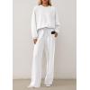 imagePRETTYGARDEN 2 Piece Sets For Women Fall Trendy Long Sleeve Sweatshirt Wide Leg Pants Loungewear Set Matching SweatsuitWhite