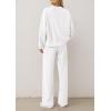 imagePRETTYGARDEN 2 Piece Sets For Women Fall Trendy Long Sleeve Sweatshirt Wide Leg Pants Loungewear Set Matching SweatsuitWhite