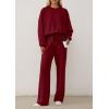 imagePRETTYGARDEN 2 Piece Sets For Women Fall Trendy Long Sleeve Sweatshirt Wide Leg Pants Loungewear Set Matching SweatsuitWine Red