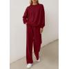 imagePRETTYGARDEN 2 Piece Sets For Women Fall Trendy Long Sleeve Sweatshirt Wide Leg Pants Loungewear Set Matching SweatsuitWine Red