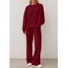 imagePRETTYGARDEN 2 Piece Sets For Women Fall Trendy Long Sleeve Sweatshirt Wide Leg Pants Loungewear Set Matching SweatsuitWine Red