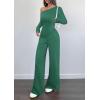 imagePRETTYGARDEN Casual Two Piece Sets for Women Fall Outfits 2025 Asymmetrical Off Shoulder Tops Wide Leg Pants Knit Lounge SetDark Green