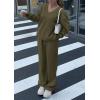 imagePRETTYGARDEN Casual Winter Two Piece Sets for Women 2025 V Neck Sweatshirt Loose Wide Leg Pants Tracksuit Knit Fall OutfitsArmy Green
