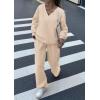 imagePRETTYGARDEN Casual Winter Two Piece Sets for Women 2025 V Neck Sweatshirt Loose Wide Leg Pants Tracksuit Knit Fall OutfitsBeige