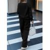 imagePRETTYGARDEN Casual Winter Two Piece Sets for Women 2025 V Neck Sweatshirt Loose Wide Leg Pants Tracksuit Knit Fall OutfitsBlack