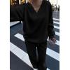 imagePRETTYGARDEN Casual Winter Two Piece Sets for Women 2025 V Neck Sweatshirt Loose Wide Leg Pants Tracksuit Knit Fall OutfitsBlack