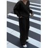 imagePRETTYGARDEN Casual Winter Two Piece Sets for Women 2025 V Neck Sweatshirt Loose Wide Leg Pants Tracksuit Knit Fall OutfitsBlack