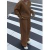 imagePRETTYGARDEN Casual Winter Two Piece Sets for Women 2025 V Neck Sweatshirt Loose Wide Leg Pants Tracksuit Knit Fall OutfitsBrown