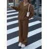 imagePRETTYGARDEN Casual Winter Two Piece Sets for Women 2025 V Neck Sweatshirt Loose Wide Leg Pants Tracksuit Knit Fall OutfitsBrown