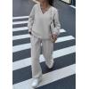 imagePRETTYGARDEN Casual Winter Two Piece Sets for Women 2025 V Neck Sweatshirt Loose Wide Leg Pants Tracksuit Knit Fall OutfitsGrey