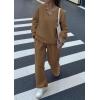 imagePRETTYGARDEN Casual Winter Two Piece Sets for Women 2025 V Neck Sweatshirt Loose Wide Leg Pants Tracksuit Knit Fall OutfitsKhaki
