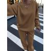 imagePRETTYGARDEN Casual Winter Two Piece Sets for Women 2025 V Neck Sweatshirt Loose Wide Leg Pants Tracksuit Knit Fall OutfitsKhaki