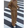 imagePRETTYGARDEN Casual Winter Two Piece Sets for Women 2025 V Neck Sweatshirt Loose Wide Leg Pants Tracksuit Knit Fall OutfitsKhaki
