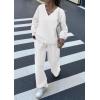 imagePRETTYGARDEN Casual Winter Two Piece Sets for Women 2025 V Neck Sweatshirt Loose Wide Leg Pants Tracksuit Knit Fall OutfitsWhite