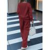 imagePRETTYGARDEN Casual Winter Two Piece Sets for Women 2025 V Neck Sweatshirt Loose Wide Leg Pants Tracksuit Knit Fall OutfitsWine Red