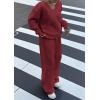 imagePRETTYGARDEN Casual Winter Two Piece Sets for Women 2025 V Neck Sweatshirt Loose Wide Leg Pants Tracksuit Knit Fall OutfitsWine Red
