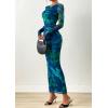 imagePRETTYGARDEN Fall Dresses for Women 2025 Long Sleeve Floral Mesh Sexy Bodycon Homecoming Wedding Guest Cocktail Maxi DressGreen Floral