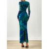 imagePRETTYGARDEN Fall Dresses for Women 2025 Long Sleeve Floral Mesh Sexy Bodycon Homecoming Wedding Guest Cocktail Maxi DressGreen Floral