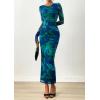 imagePRETTYGARDEN Fall Dresses for Women 2025 Long Sleeve Floral Mesh Sexy Bodycon Homecoming Wedding Guest Cocktail Maxi DressGreen Floral