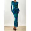 imagePRETTYGARDEN Fall Dresses for Women 2025 Long Sleeve Floral Mesh Sexy Bodycon Homecoming Wedding Guest Cocktail Maxi DressGreen Floral