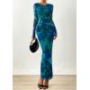 imagePRETTYGARDEN Fall Dresses for Women 2025 Long Sleeve Floral Mesh Sexy Bodycon Homecoming Wedding Guest Cocktail Maxi DressGreen Floral
