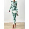 imagePRETTYGARDEN Fall Dresses for Women 2025 Long Sleeve Floral Mesh Sexy Bodycon Homecoming Wedding Guest Cocktail Maxi DressGrey Green Floral