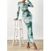 imagePRETTYGARDEN Fall Dresses for Women 2025 Long Sleeve Floral Mesh Sexy Bodycon Homecoming Wedding Guest Cocktail Maxi DressGrey Green Floral