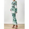 imagePRETTYGARDEN Fall Dresses for Women 2025 Long Sleeve Floral Mesh Sexy Bodycon Homecoming Wedding Guest Cocktail Maxi DressGrey Green Floral