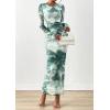 imagePRETTYGARDEN Fall Dresses for Women 2025 Long Sleeve Floral Mesh Sexy Bodycon Homecoming Wedding Guest Cocktail Maxi DressGrey Green Floral