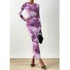 imagePRETTYGARDEN Fall Dresses for Women 2025 Long Sleeve Floral Mesh Sexy Bodycon Homecoming Wedding Guest Cocktail Maxi DressGrey Purple Floral