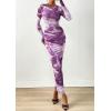 imagePRETTYGARDEN Fall Dresses for Women 2025 Long Sleeve Floral Mesh Sexy Bodycon Homecoming Wedding Guest Cocktail Maxi DressGrey Purple Floral