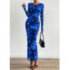 imagePRETTYGARDEN Fall Dresses for Women 2025 Long Sleeve Floral Mesh Sexy Bodycon Homecoming Wedding Guest Cocktail Maxi DressNavy Blue Floral