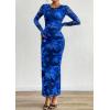 imagePRETTYGARDEN Fall Dresses for Women 2025 Long Sleeve Floral Mesh Sexy Bodycon Homecoming Wedding Guest Cocktail Maxi DressNavy Blue Floral
