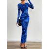 imagePRETTYGARDEN Fall Dresses for Women 2025 Long Sleeve Floral Mesh Sexy Bodycon Homecoming Wedding Guest Cocktail Maxi DressNavy Blue Floral
