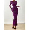imagePRETTYGARDEN Fall Dresses for Women 2025 Long Sleeve Floral Mesh Sexy Bodycon Homecoming Wedding Guest Cocktail Maxi DressPurple Floral