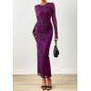 imagePRETTYGARDEN Fall Dresses for Women 2025 Long Sleeve Floral Mesh Sexy Bodycon Homecoming Wedding Guest Cocktail Maxi DressPurple Floral